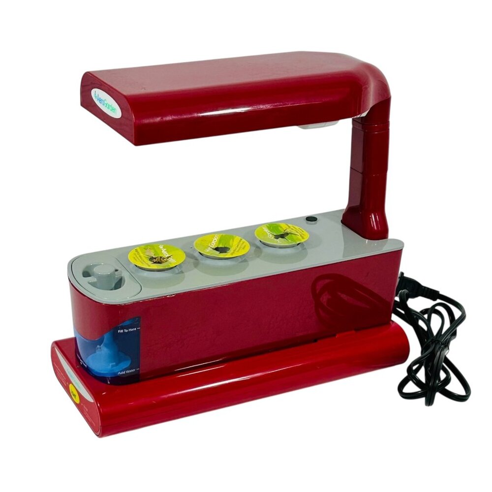 AeroGarden Red Indoor Hydroponic Garden System Countertop LED Grow Light 3-Pod C